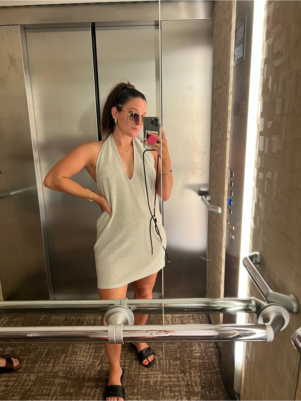 Zara Silver Sparkle Halter Swim Cover-Up